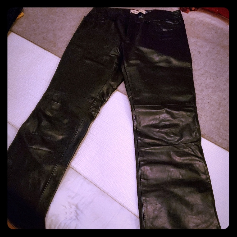 Black leather bootcut jeans. GAP Size 6